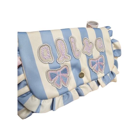 Stoney Clover Lane Personalized ALISA Ruffle Jewelry Roll Blue Strip - Picture 2 of 8